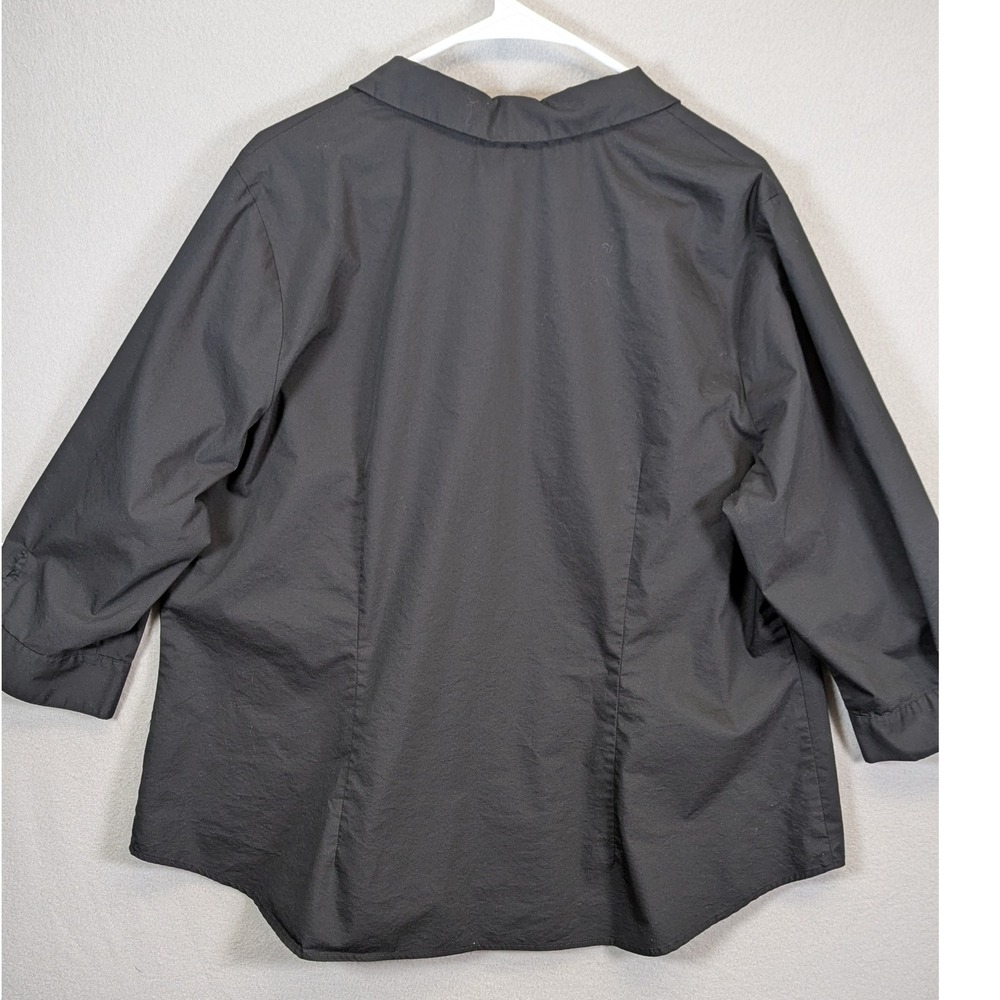 Worthington Womens 2X Black Stretch Button Down 3/4 Sleeve Shirt 72613-3 - Picture 5 of 7